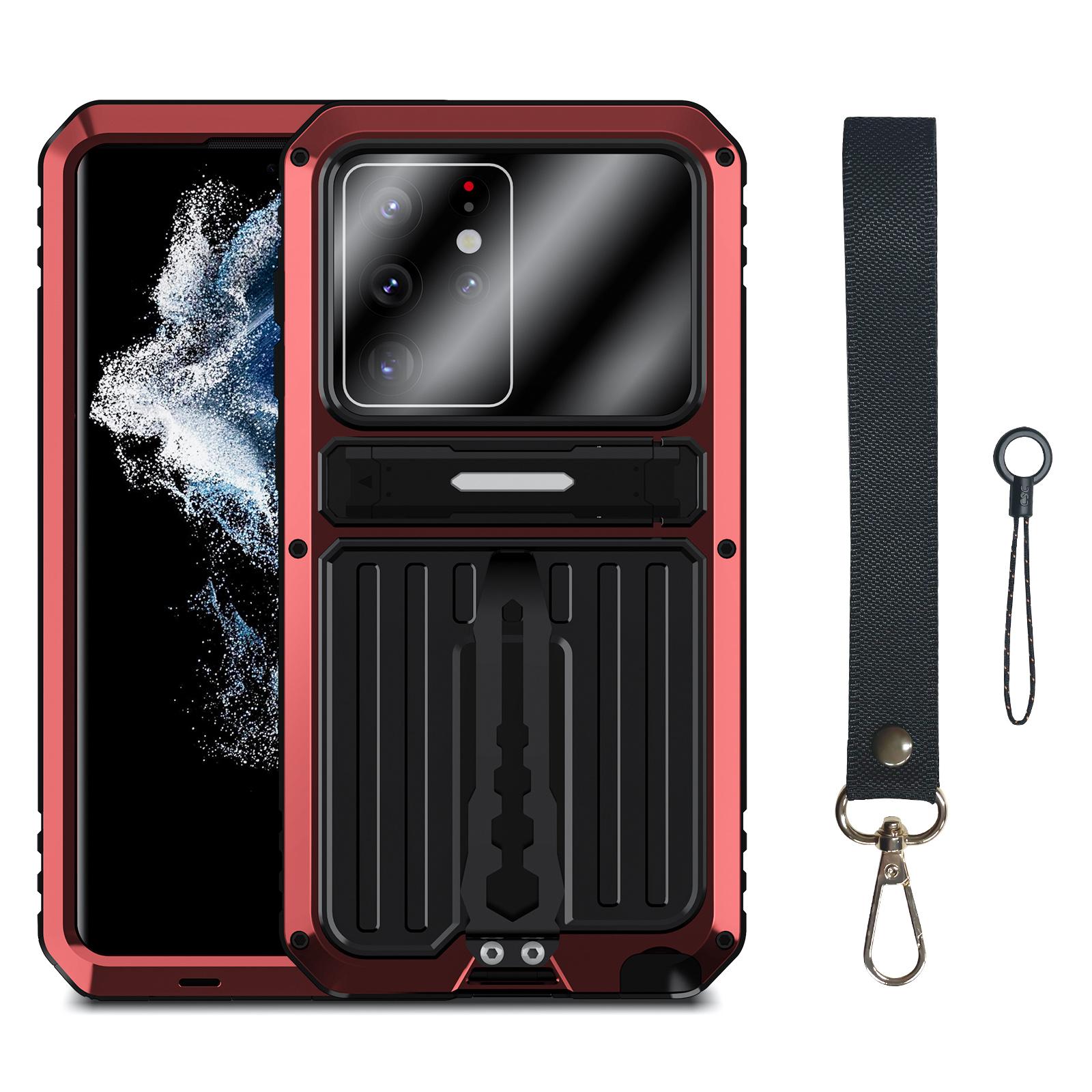 For Samsung Galaxy S22 Ultra 5G Anti-Fall Anti-dust Waterproof Full Protection Case TPU+Metal Cover Shell with Kickstand and Strap Red
For Samsung Galaxy S22 Ultra 5G Anti-Fall Anti-dust Waterproof Full Protection Case TPU+Metal Cover Shell with Kickstand and Strap Red