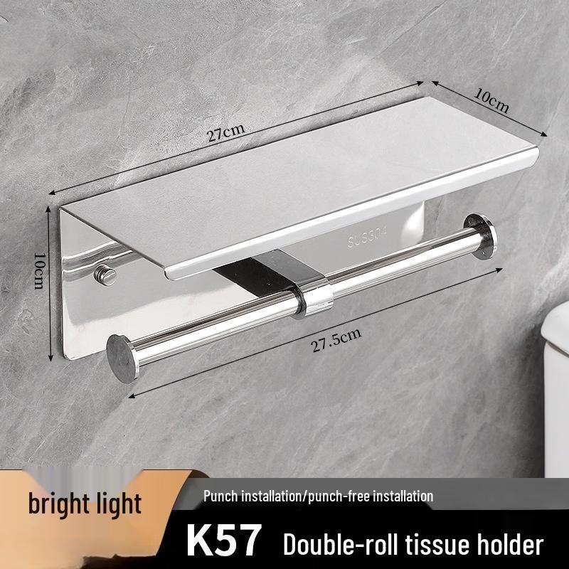 Stainless Steel Toilet Paper Holder with Phone Shelf and Hook
Stainless Steel Toilet Paper Holder with Phone Shelf and Hook