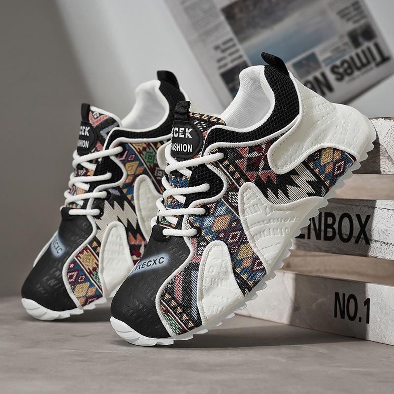 Европейская станция мужская обувь зимняя нишевая печать обувь Форрест Гамп осень и зима спорт досуг толстая подошва увеличение сумка низ папа модный 44 чёрный