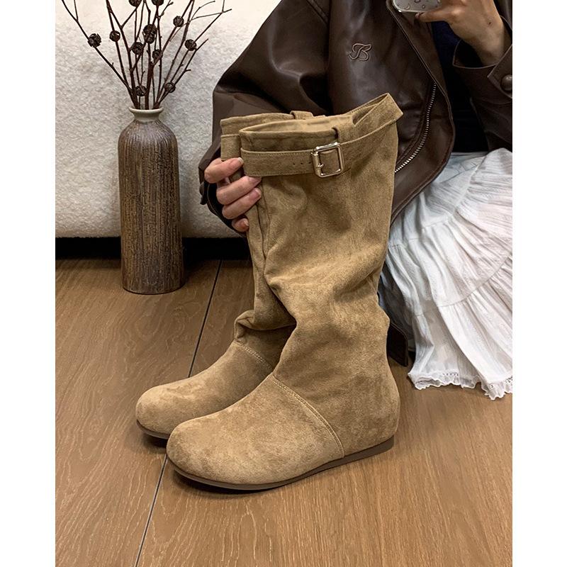Retro inner heightening boots pleated suede but knee high boots European and American thin boots 39 хакі
Retro inner heightening boots pleated suede but knee high boots European and American thin boots 39 хакі