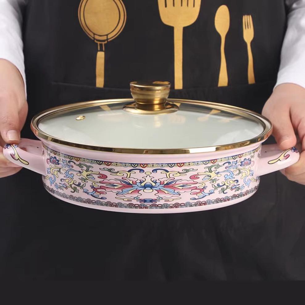 Porcelain enameled soup pot, Double-ear glass lid stew pot, High-capacity flat pan with lid, Noodle seafood pot, 1.6/2.6L 22CM
Porcelain enameled soup pot, Double-ear glass lid stew pot, High-capacity flat pan with lid, Noodle seafood pot, 1.6/2.6L 22CM