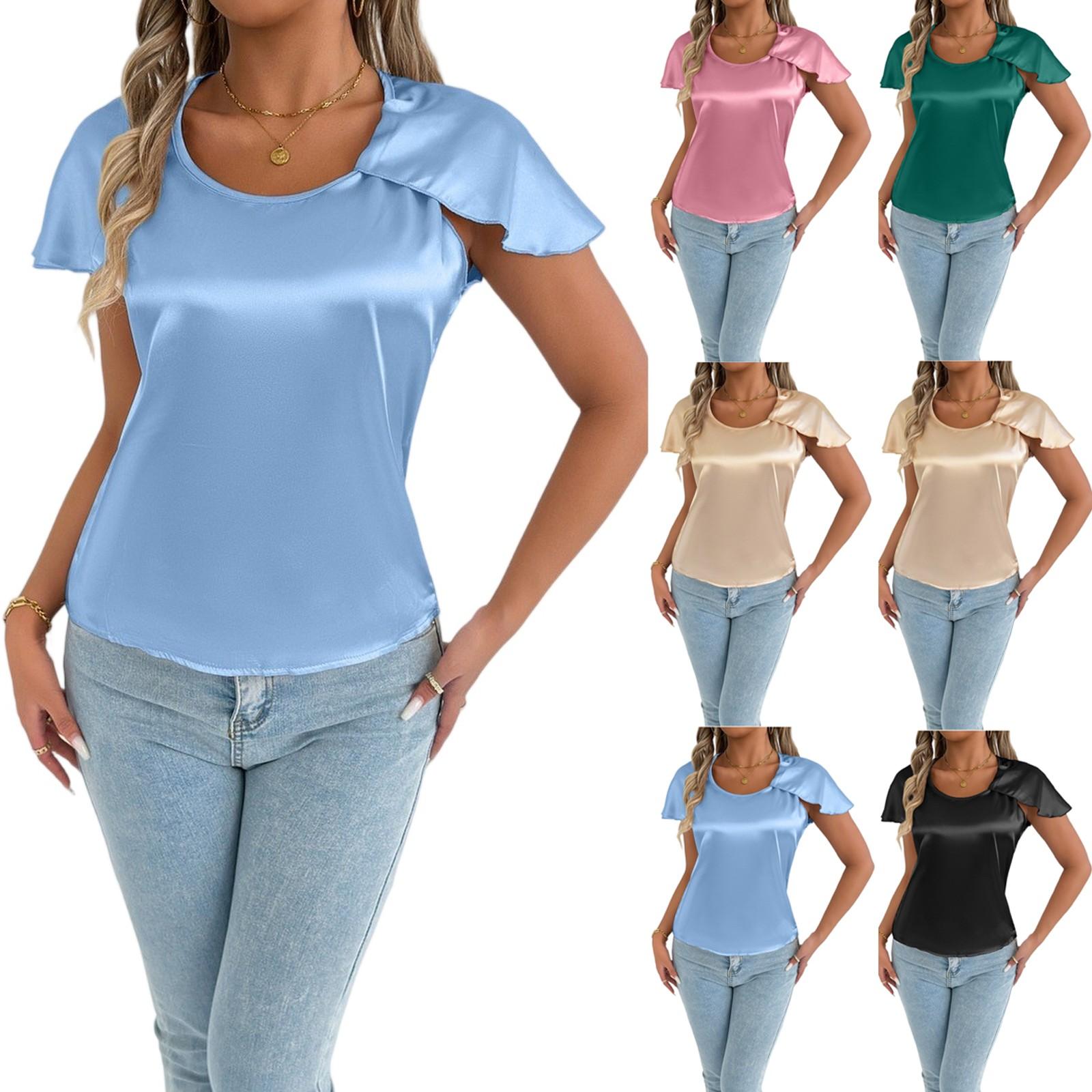 T Shirts For Women Pleated R-Neck Dressy Casual Blouses Printing Short Sleeve Summer Tops Loose Fit L чорний
T Shirts For Women Pleated R-Neck Dressy Casual Blouses Printing Short Sleeve Summer Tops Loose Fit L чорний