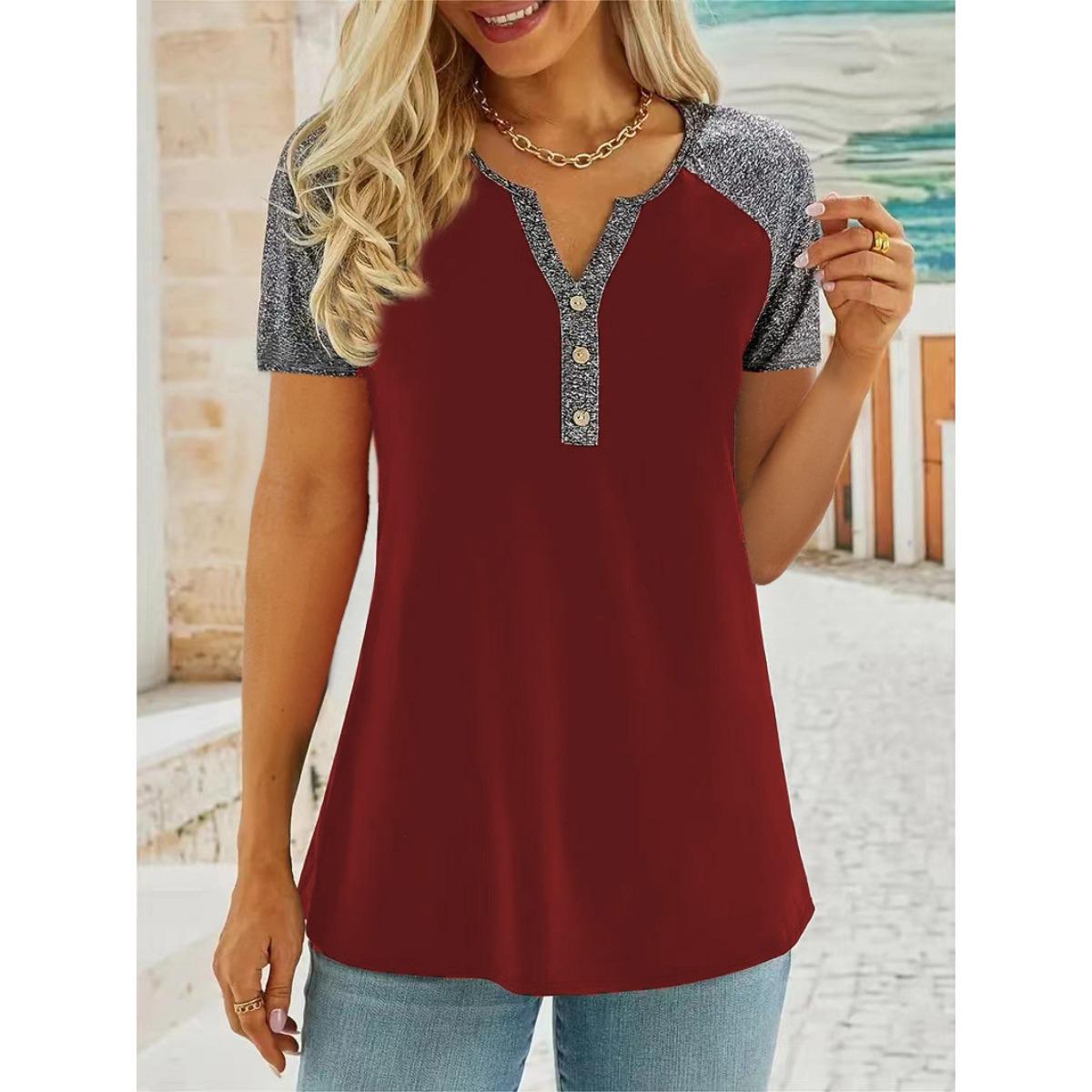 Spring Summer Women s T-Shirt, Casual Loose Plus Size Color Block Button V-Neck Short Sleeve Top For Women XXL червоний
Spring Summer Women s T-Shirt, Casual Loose Plus Size Color Block Button V-Neck Short Sleeve Top For Women XXL червоний