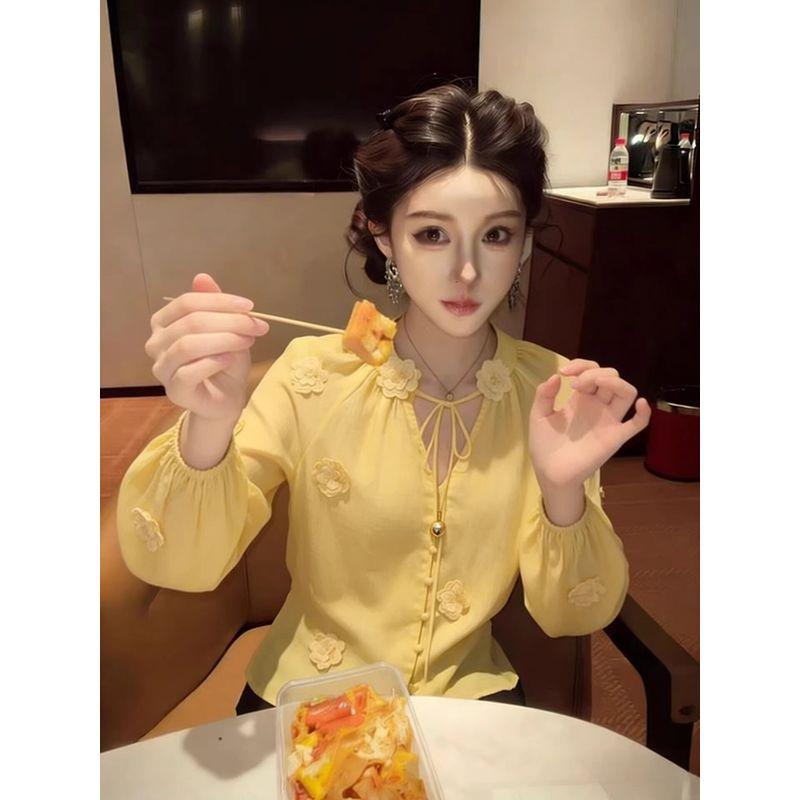 2026 Spring New Style Yellow Shirt, Stylish and Stunningly Beautiful, with a Unique Design and Three-Dimensional Floral Embellishments Yellow Shirt S
2026 Spring New Style Yellow Shirt, Stylish and Stunningly Beautiful, with a Unique Design and Three-Dimensional Floral Embellishments Yellow Shirt S