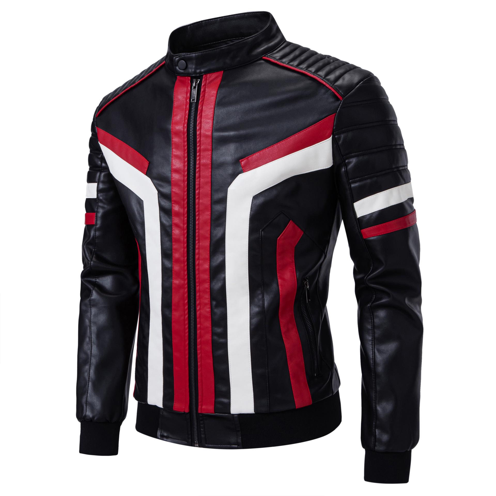 Men’s PU Leather Jacket with Cross Stand Collar for Motorcycle Racing L
Men’s PU Leather Jacket with Cross Stand Collar for Motorcycle Racing L