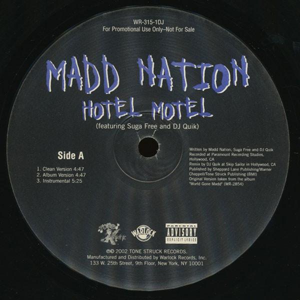 12inch Record MADD NATION - Hotel Motel / Barking It Loud WR3151DJ Tone Struck Rec 2002 US Rap & Hip-Hop/R&B Used
12inch Record MADD NATION - Hotel Motel / Barking It Loud WR3151DJ Tone Struck Rec 2002 US Rap & Hip-Hop/R&B Used