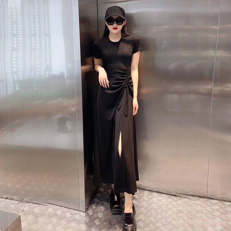 European Chic Pleated Drawstring Waist Black Maxi Dress Small чёрный
European Chic Pleated Drawstring Waist Black Maxi Dress Small чёрный