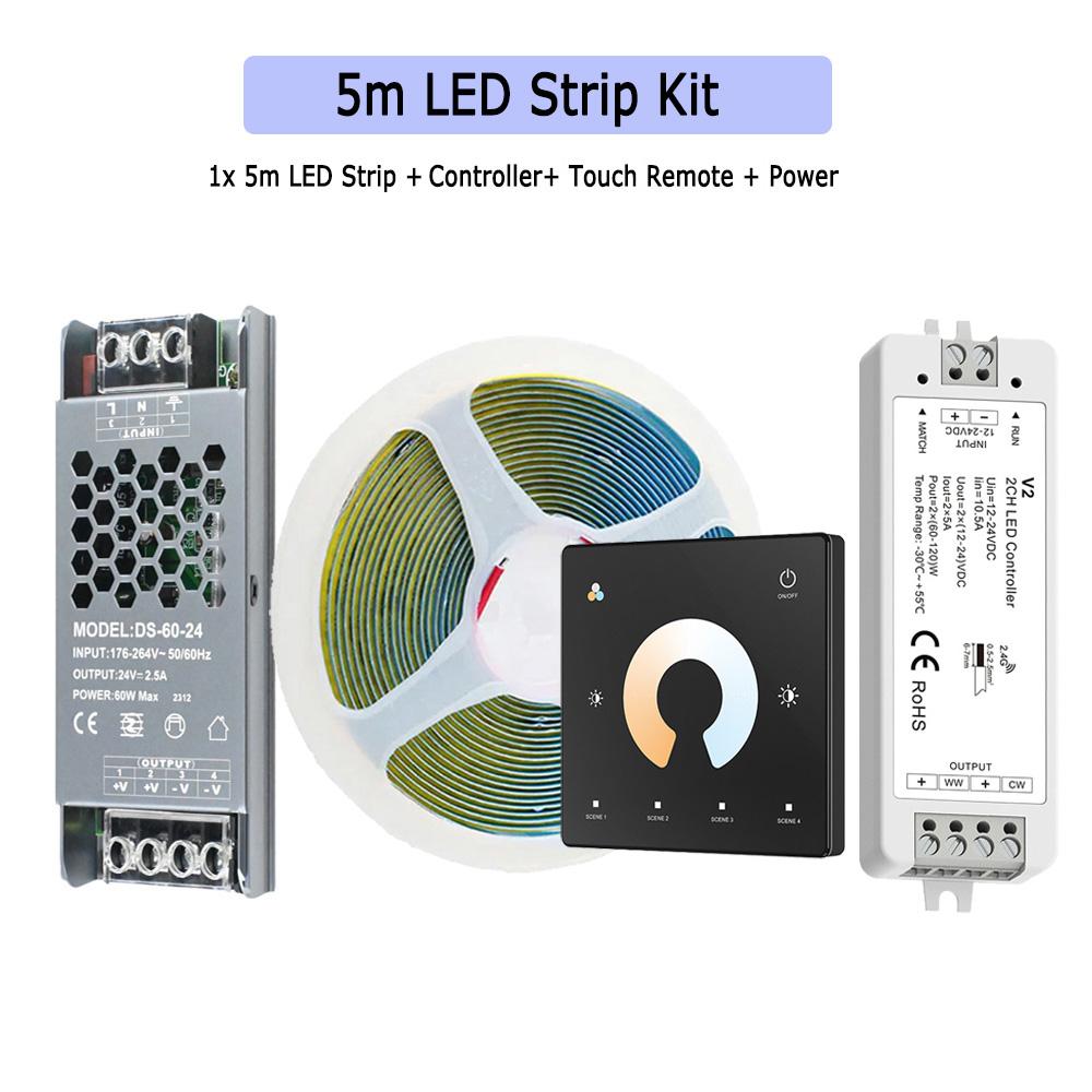 5M 10M 20M COB CCT LED Strip 24V Flexible High Density Dimmable Room Light 2.4G RF Touch Remote Control Dual White 2700K-6500K
5M 10M 20M COB CCT LED Strip 24V Flexible High Density Dimmable Room Light 2.4G RF Touch Remote Control Dual White 2700K-6500K