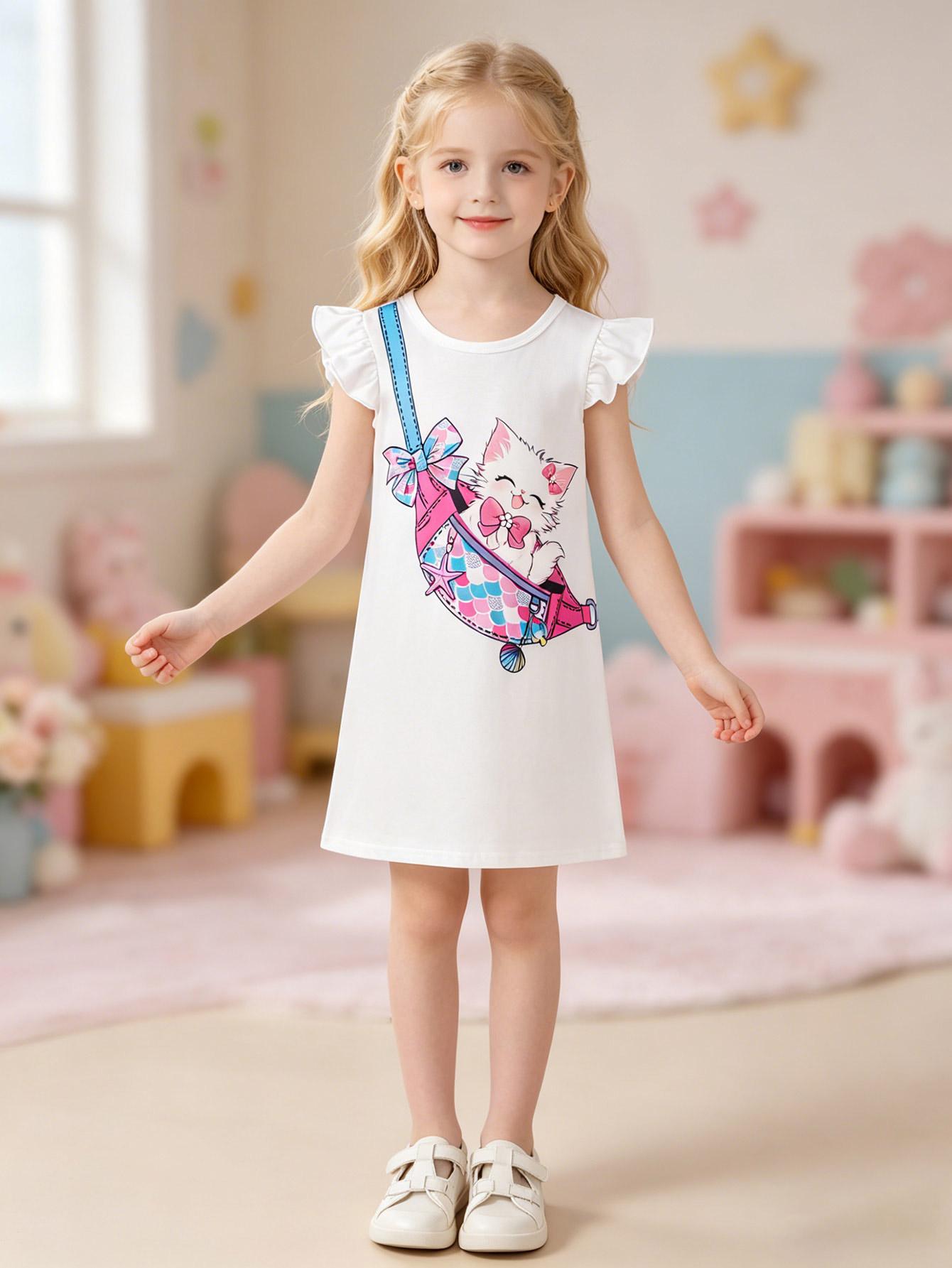 Girls Sleeveless Summer White Dresses with Cat, Kids Casual Crewneck 2T-8Y Summer Outfits 7-8Y білий
Girls Sleeveless Summer White Dresses with Cat, Kids Casual Crewneck 2T-8Y Summer Outfits 7-8Y білий