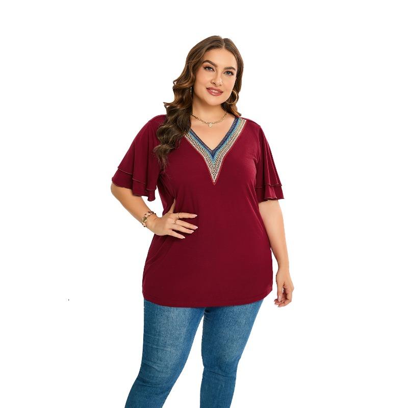 Летняя женская футболка больших размеров, кружевная однотонная футболка с v-образным вырезом, топ с короткими рукавами 5XL красный
Летняя женская футболка больших размеров, кружевная однотонная футболка с v-образным вырезом, топ с короткими рукавами 5XL красный