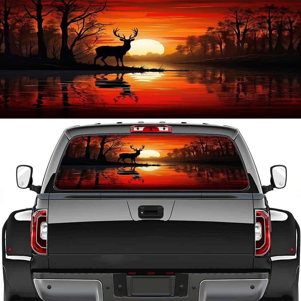Rustic Dark Deer Truck Rear Window Graphic Decals, Fantasy Sunset Abstract Tree River Pickup Car Window Stickers Truck Back Window Film Decal for 22W x 66L inch
Rustic Dark Deer Truck Rear Window Graphic Decals, Fantasy Sunset Abstract Tree River Pickup Car Window Stickers Truck Back Window Film Decal for 22W x 66L inch