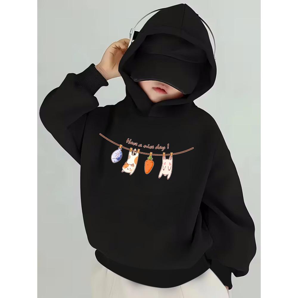A Black Cartoon-Patterned Hooded Sweatshirt For A Girl In Autumn 110
A Black Cartoon-Patterned Hooded Sweatshirt For A Girl In Autumn 110