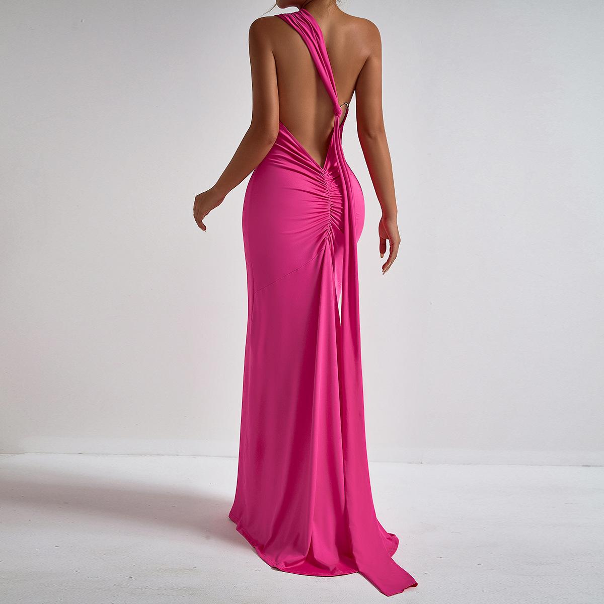 European and American style summer new sexy backless neck pleated slim fit irregular mopping evening dress dress L рожевий червоний колір
European and American style summer new sexy backless neck pleated slim fit irregular mopping evening dress dress L рожевий червоний колір