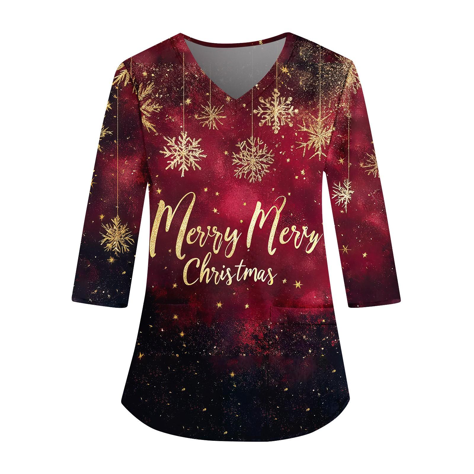 Женский свободный рабочий топ с V-образным вырезом и карманом, рождественским принтом и рукавом три четверти M винный
Женский свободный рабочий топ с V-образным вырезом и карманом, рождественским принтом и рукавом три четверти M винный