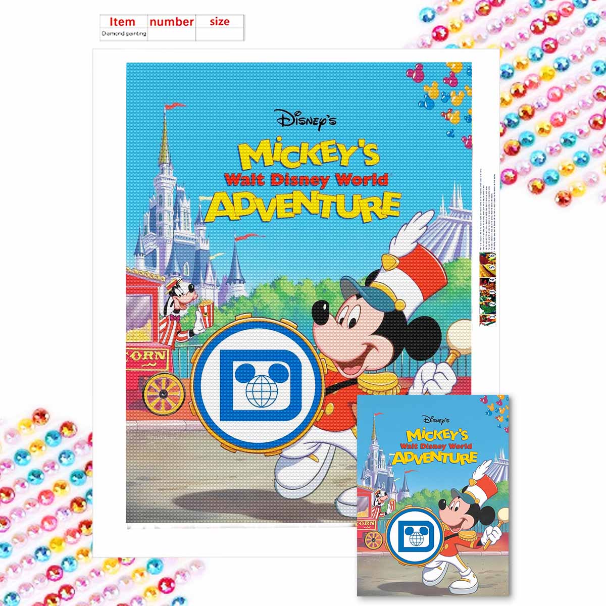 5D Алмазная Живопись Сделай Сам Микки Маус и Гуфи Полная Выкладка Стразы Мозаика Вышивка Изделия Ручной Работы Домашний Декор Подарок Round 20x30cm