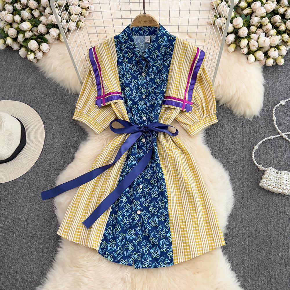 RUGOD Design Sense Игривое возрастное платье-трапеция средней длины темно-синего цвета с воротником и принтом, клетчатое платье-рубашка контрастного цвета, летнее платье
RUGOD Design Sense Игривое возрастное платье-трапеция средней длины темно-синего цвета с воротником и принтом, клетчатое платье-рубашка контрастного цвета, летнее платье