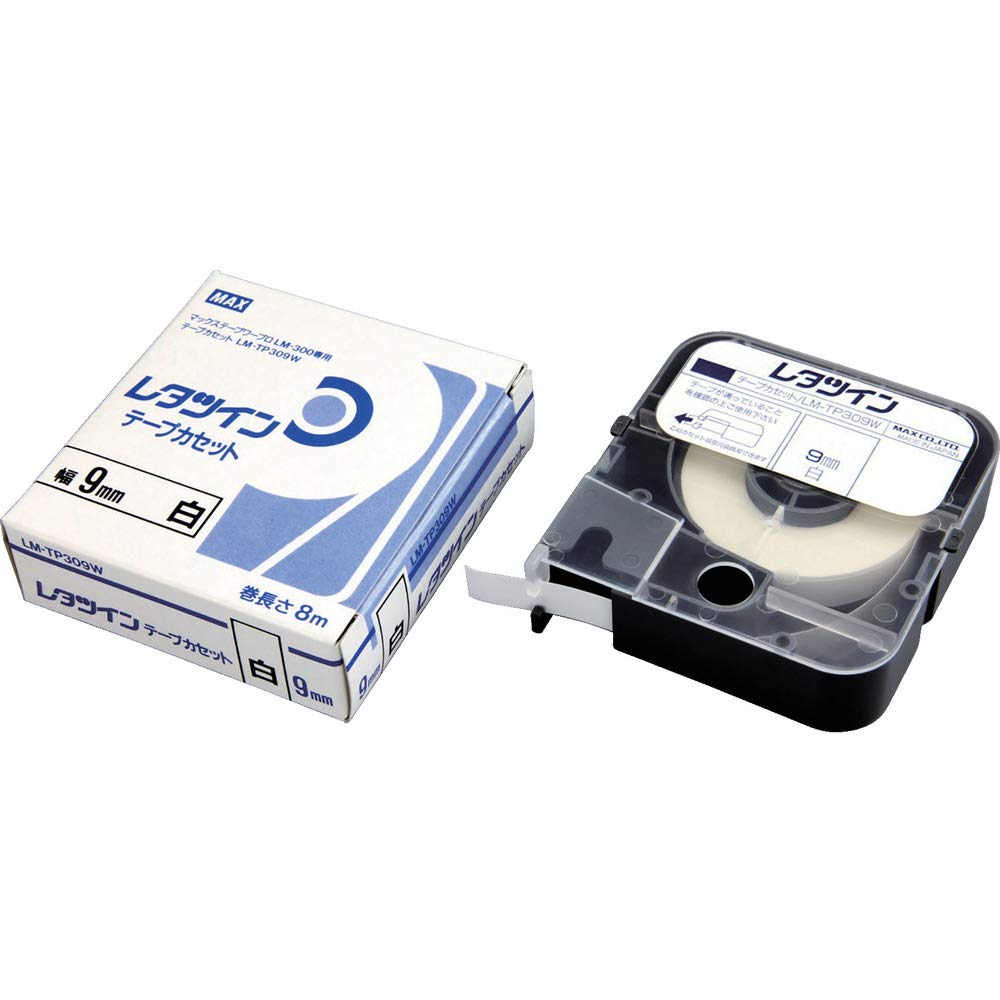 Max Letter Twin tape cassette 9mm width 8m roll white LM-TP309W 
Max Letter Twin tape cassette 9mm width 8m roll white LM-TP309W