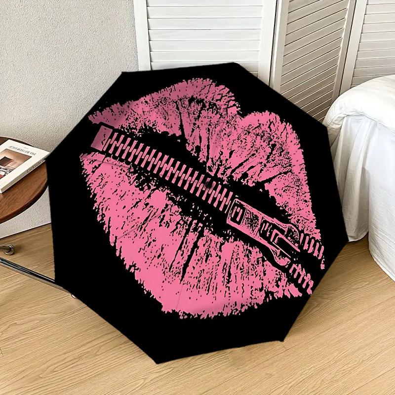 1pc Lips Zipper Automatic Folding Umbrella 8 Rib Iron Frame, Compact Portable Umbrella Suitable for Travel, Daily Use, Birthday, Women & Men Gift 042
1pc Lips Zipper Automatic Folding Umbrella 8 Rib Iron Frame, Compact Portable Umbrella Suitable for Travel, Daily Use, Birthday, Women & Men Gift 042