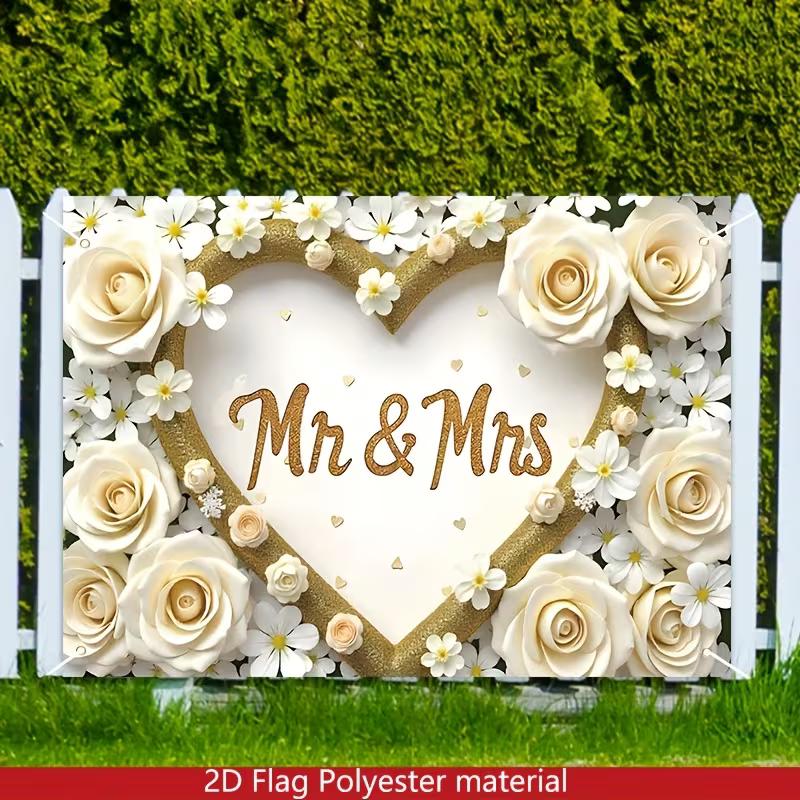 2D Polyester Mr & Mrs Flag Backdrop for Wedding, Anniversary and Photo Booth 47.2x31.5inch/120*80cm
2D Polyester Mr & Mrs Flag Backdrop for Wedding, Anniversary and Photo Booth 47.2x31.5inch/120*80cm