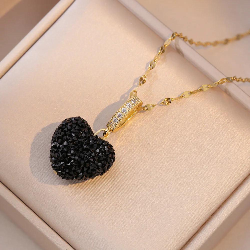 Luxury Trendy Pink Crystal Heart Pendant Necklace for Women Charm Gold Color Stainless Steel Zircon Collar Zircon Colorfast чорний
Luxury Trendy Pink Crystal Heart Pendant Necklace for Women Charm Gold Color Stainless Steel Zircon Collar Zircon Colorfast чорний