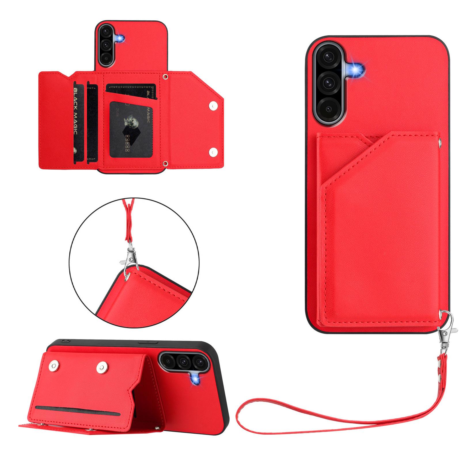 For Samsung Galaxy A36 5G Case Card Holder Kickstand Skin-Touch Phone Cover with Wrist Strap Red
For Samsung Galaxy A36 5G Case Card Holder Kickstand Skin-Touch Phone Cover with Wrist Strap Red