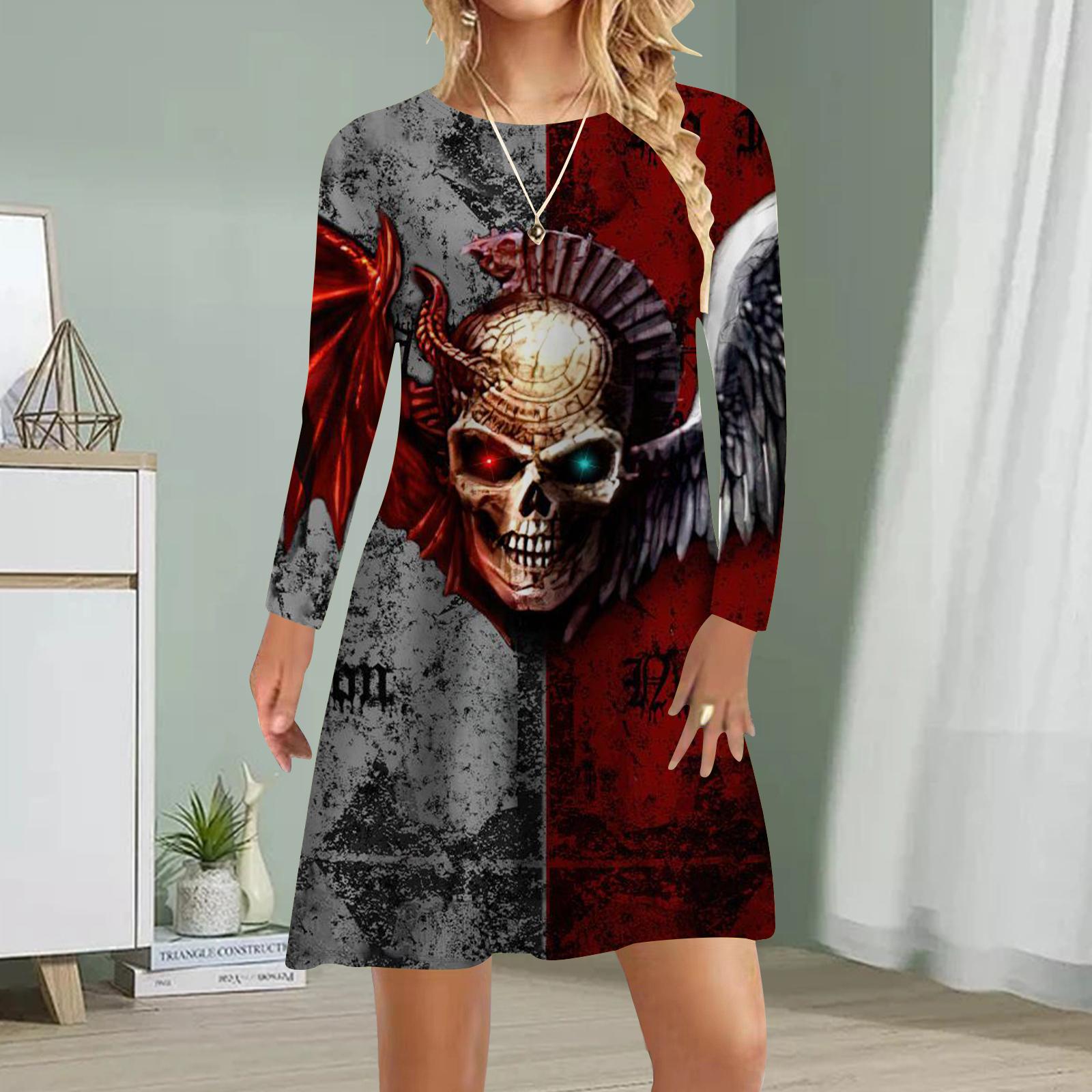 Женское повседневное платье Осеннее платье с принтом черепа для женщин Платье с коротким рукавом и круглым вырезом Плюс Размер 7XL красный
Женское повседневное платье Осеннее платье с принтом черепа для женщин Платье с коротким рукавом и круглым вырезом Плюс Размер 7XL красный