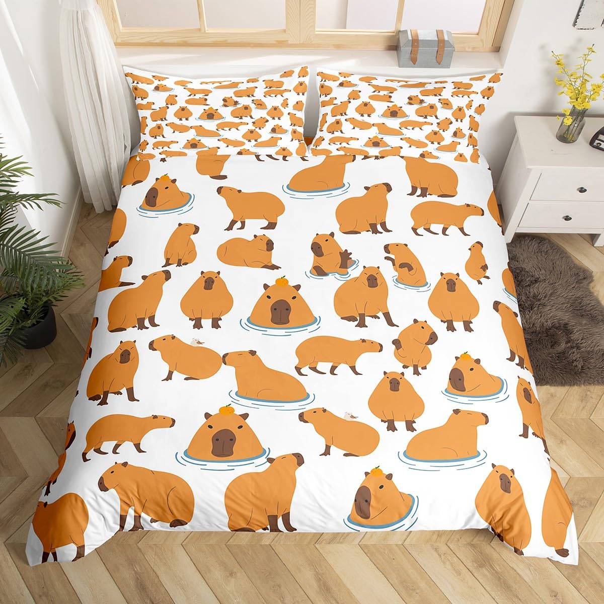 Cabybara Duvet Cover Twin Queen Rodent Animal Bedding Set for Girls Women Dragonfly Lotus Flower Comforter Cover with Pillowcase EU Single(135x200cm)
Cabybara Duvet Cover Twin Queen Rodent Animal Bedding Set for Girls Women Dragonfly Lotus Flower Comforter Cover with Pillowcase EU Single(135x200cm)