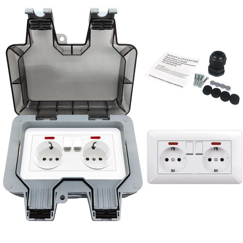 EIOMR IP66 Waterproof Dustproof Box 16A Double Standard Power Socket Grounded AC 110~250V Outdoor Waterproof Box for EU UK UN US EU Socket-2
EIOMR IP66 Waterproof Dustproof Box 16A Double Standard Power Socket Grounded AC 110~250V Outdoor Waterproof Box for EU UK UN US EU Socket-2