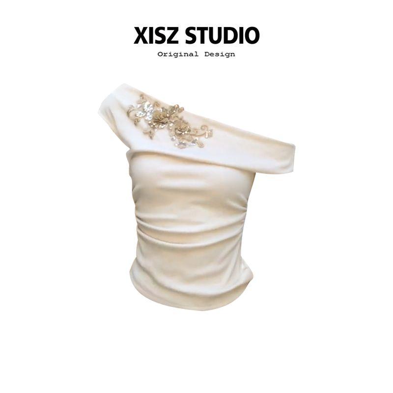 Sense Three-Dimensional Flower Sloping Shoulder Short sleeve T-shirt Women Summer Unique Beautiful Slim fit Slimming Temperament Small Shirt Apricot Top S
Sense Three-Dimensional Flower Sloping Shoulder Short sleeve T-shirt Women Summer Unique Beautiful Slim fit Slimming Temperament Small Shirt Apricot Top S