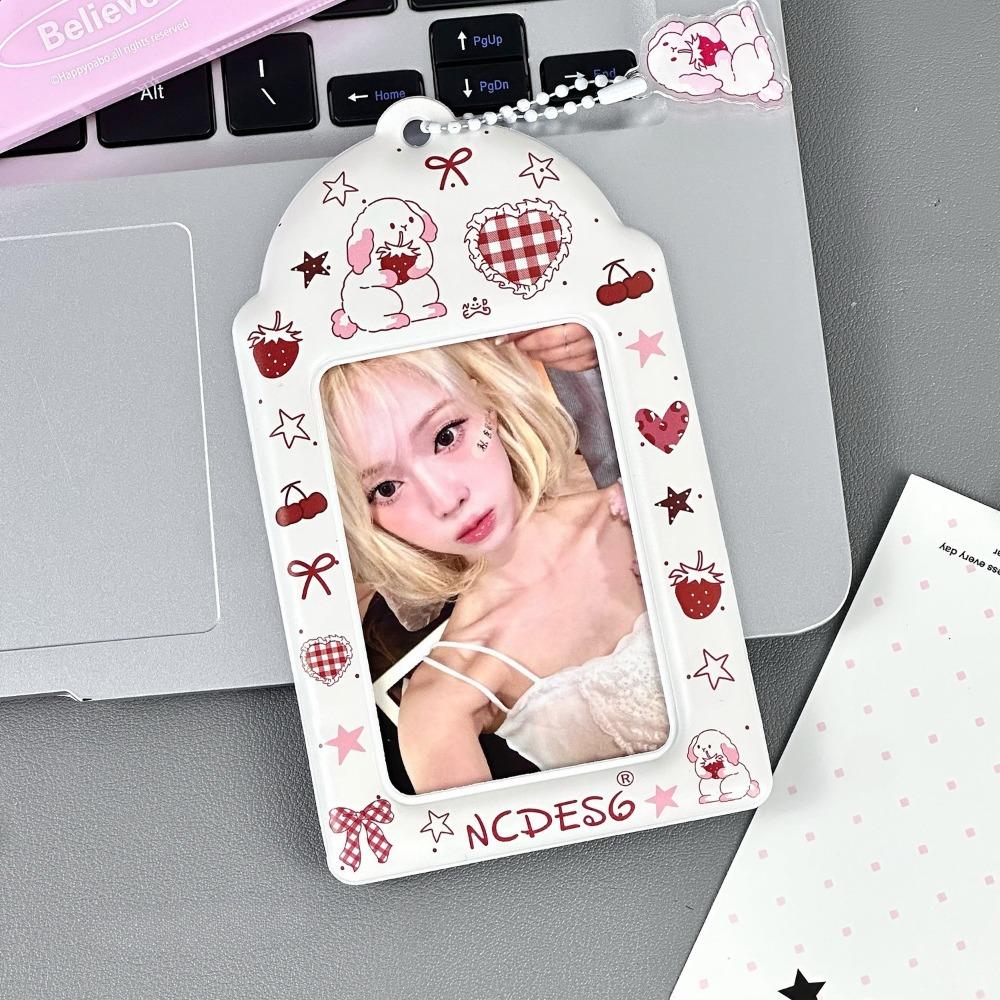 Cartoon Strawberry Bunny Photocard Holder with Pendant Korean Style Cute Card Case PVC 3 Inch Photo Protector Photocard
Cartoon Strawberry Bunny Photocard Holder with Pendant Korean Style Cute Card Case PVC 3 Inch Photo Protector Photocard
