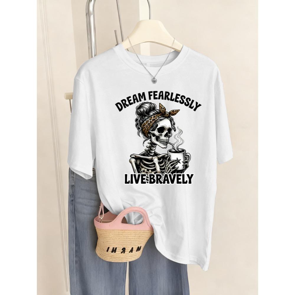 Dream Fearlessly Drink Skulls Print Women T-Shirt Breathable Jogging Short Sleeve Casual Y2K Streetwear Shirt 3XL
Dream Fearlessly Drink Skulls Print Women T-Shirt Breathable Jogging Short Sleeve Casual Y2K Streetwear Shirt 3XL
