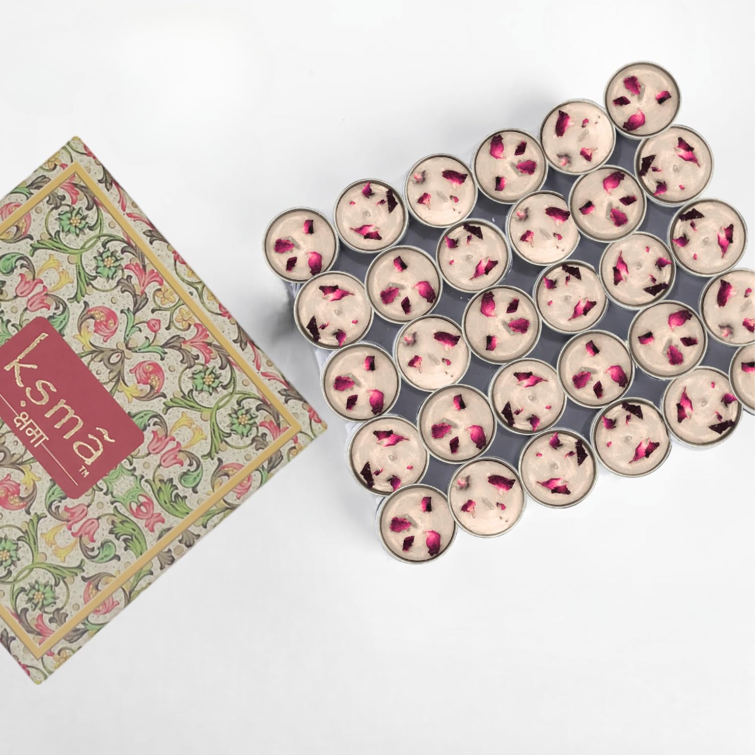 ksma Gulkand Tea-Light Candles Rose Leaf (Rose Scented) (Set of 30) Burn 3hr | Perfect for | Christmas | Diwali | Home | New Year | Valentine s Day
ksma Gulkand Tea-Light Candles Rose Leaf (Rose Scented) (Set of 30) Burn 3hr | Perfect for | Christmas | Diwali | Home | New Year | Valentine s Day