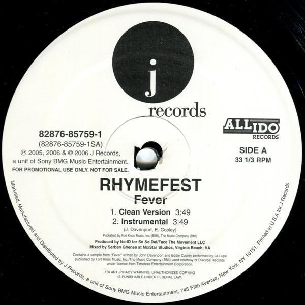 12-дюймовая пластинка RHYMEFEST - Fever 82876857691 J Records, Alli 2006 США Рэп и хип-хоп/R&B Б/У
12-дюймовая пластинка RHYMEFEST - Fever 82876857691 J Records, Alli 2006 США Рэп и хип-хоп/R&B Б/У