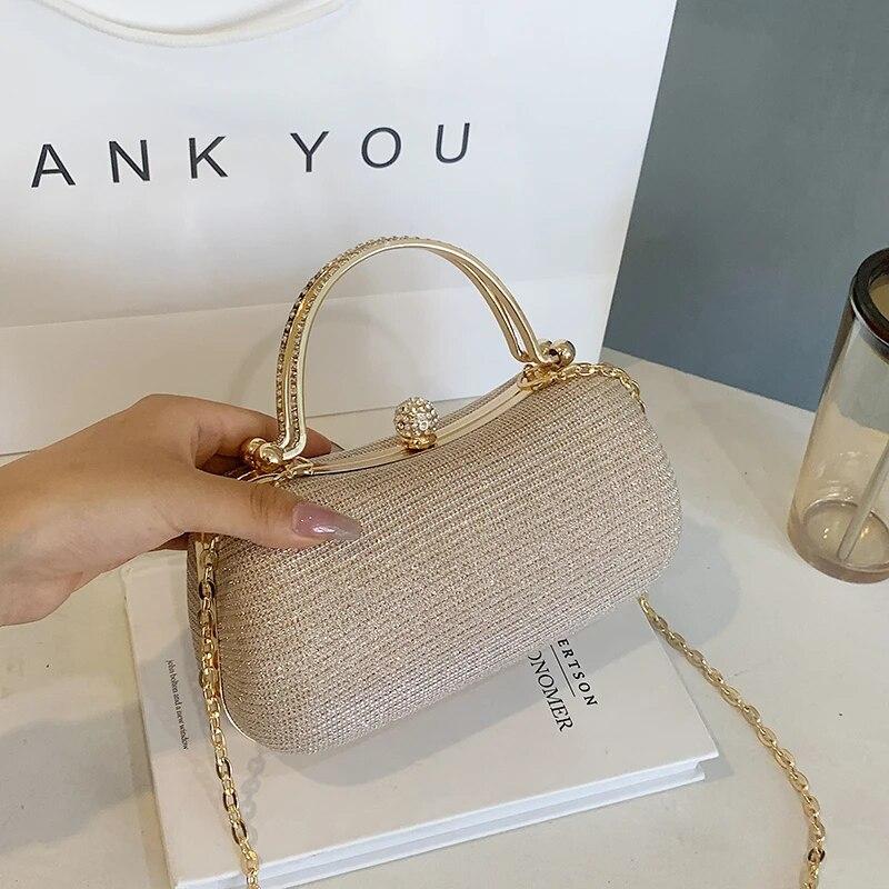 Сумка для ужина, блестящая модная ручная сумка, женская сумка на цепочке на одно плечо, свадебный ужин, сумка на клипсе