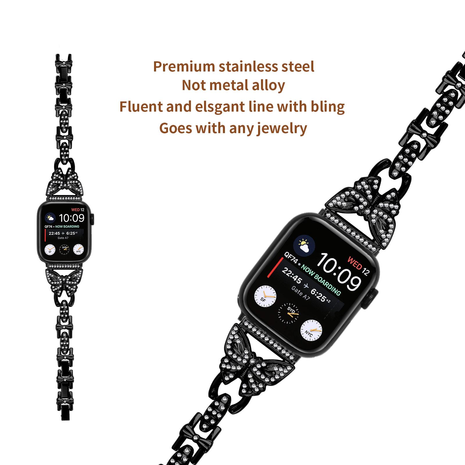 Watch Strap for Apple Watch Series 10 42mm/9 8 7 41mm/SE (2023) SE (2022) SE 6 5 4 40mm/3 2 1 38mm Butterfly Rhinestone Decor Wristband Silver
Watch Strap for Apple Watch Series 10 42mm/9 8 7 41mm/SE (2023) SE (2022) SE 6 5 4 40mm/3 2 1 38mm Butterfly Rhinestone Decor Wristband Silver