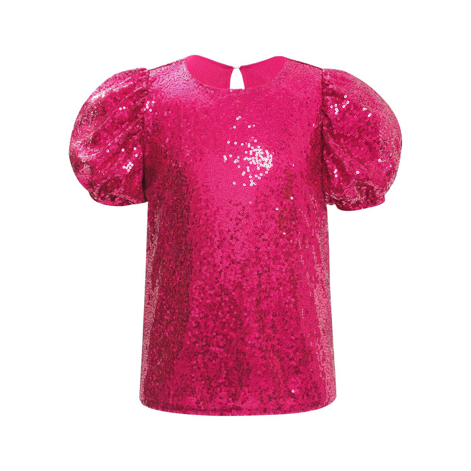 Girls Short Puff Sleeves Shiny Sequins Top Jazz Dance Cheerleading Performance Wear гарячі рожевого кольору
Girls Short Puff Sleeves Shiny Sequins Top Jazz Dance Cheerleading Performance Wear гарячі рожевого кольору