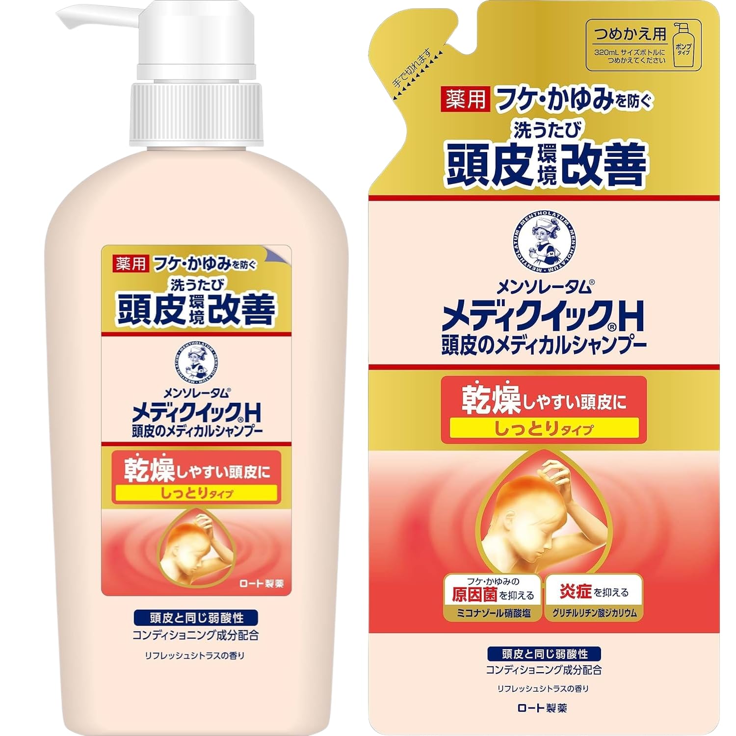 Medic Quick H Scalp Medical Shampoo, Moisturizing, Pump 320ml + Bonus, 1 unit + 1 refill set
Medic Quick H Scalp Medical Shampoo, Moisturizing, Pump 320ml + Bonus, 1 unit + 1 refill set