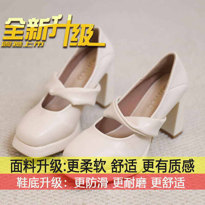 Square head waterproof table thick-soled Mary Jane shoes, small one-word buckle with high heels, women s thick heel single shoes, bridesmaid shoes 35
Square head waterproof table thick-soled Mary Jane shoes, small one-word buckle with high heels, women s thick heel single shoes, bridesmaid shoes 35