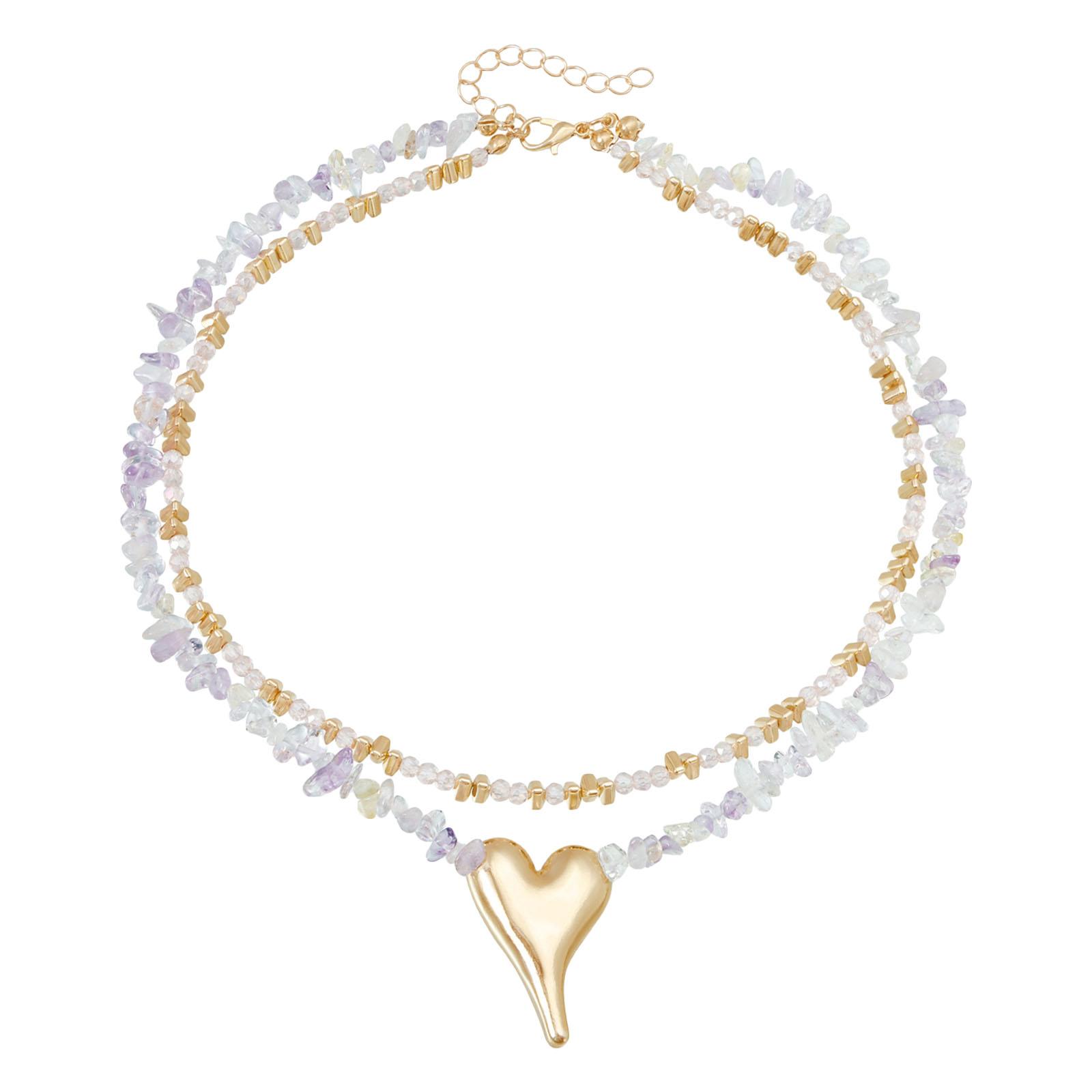 Stylish Adjustable Natural Multicolor Stone Necklace Heart Pendant Clavicle Chain Lightweight Alloy Jewelry For Women шампанского
Stylish Adjustable Natural Multicolor Stone Necklace Heart Pendant Clavicle Chain Lightweight Alloy Jewelry For Women шампанского