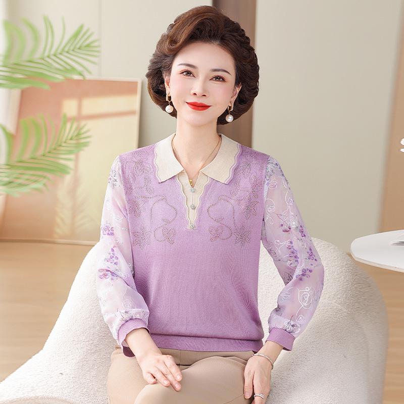 Stylish Knit Top with Lapel and Gauze Sleeves for Middle-Aged & Elderly Women - Spring/Summer Ice Silk T-Shirt 120 for 130-155 jin фиолетовый
Stylish Knit Top with Lapel and Gauze Sleeves for Middle-Aged & Elderly Women - Spring/Summer Ice Silk T-Shirt 120 for 130-155 jin фиолетовый