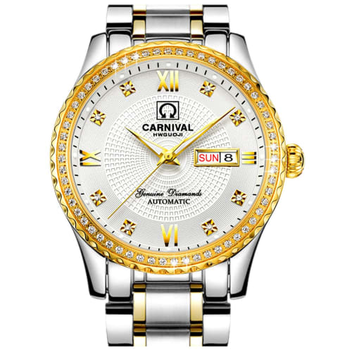 Карнавальные мужские автоматические часы, Полностью золотой циферблат, Нержавеющая сталь, Сапфировое стекло, Водонепроницаемые, Черный, Золотой/Серебристый/Белый циферблат. Механические, Автоматические.
Карнавальные мужские автоматические часы, Полностью золотой циферблат, Нержавеющая сталь, Сапфировое стекло, Водонепроницаемые, Черный, Золотой/Серебристый/Белый циферблат. Механические, Автоматические.