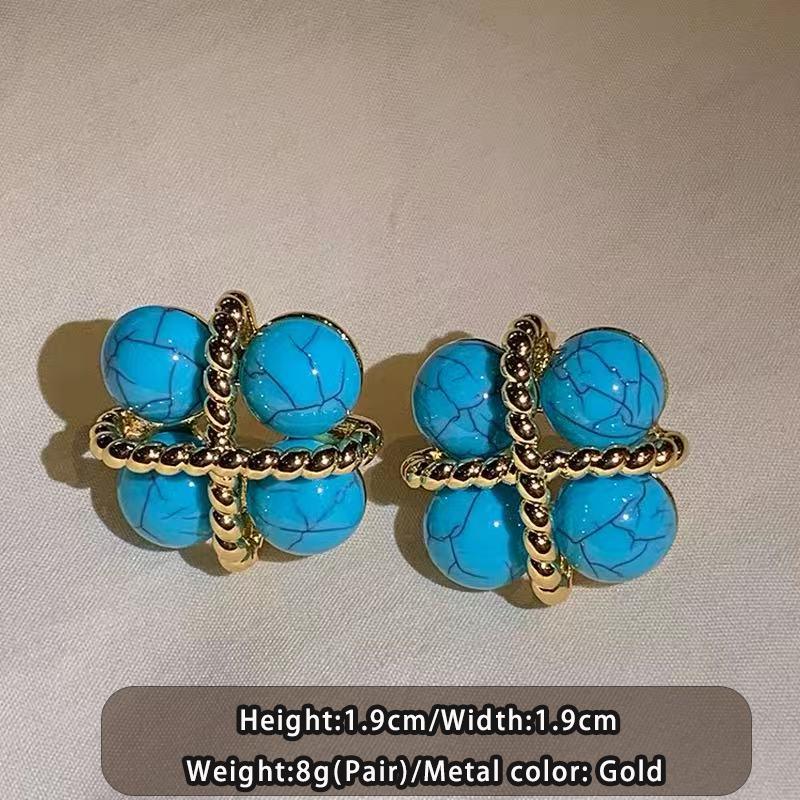 Retro Imitation Turquoise round Bead Metal Square Stud Earrings Unique Accessory for Young Women Luxury Jewelry Fashion 2026
Retro Imitation Turquoise round Bead Metal Square Stud Earrings Unique Accessory for Young Women Luxury Jewelry Fashion 2026