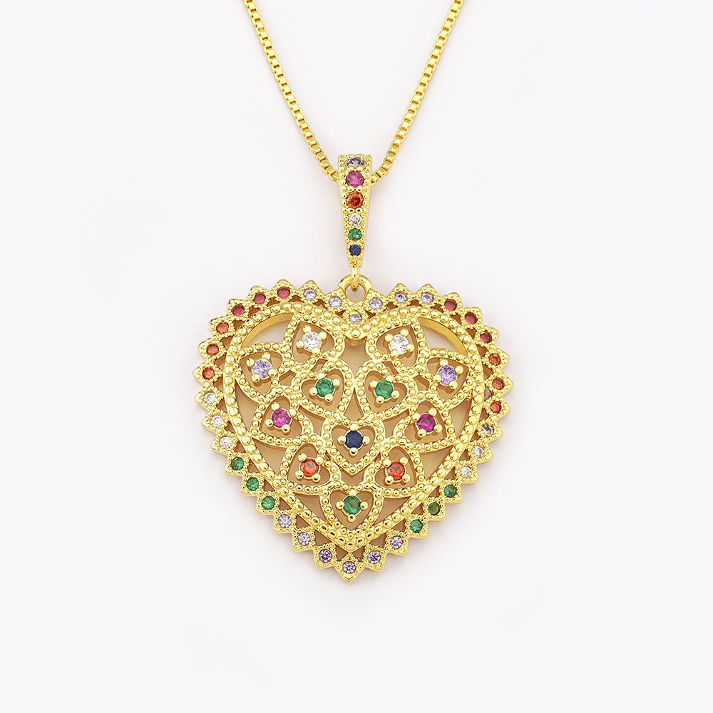 A stylish heart-shaped openwork necklace inlaid with colorful zircon pendants, a women s jewelry accessory gift.
A stylish heart-shaped openwork necklace inlaid with colorful zircon pendants, a women s jewelry accessory gift.