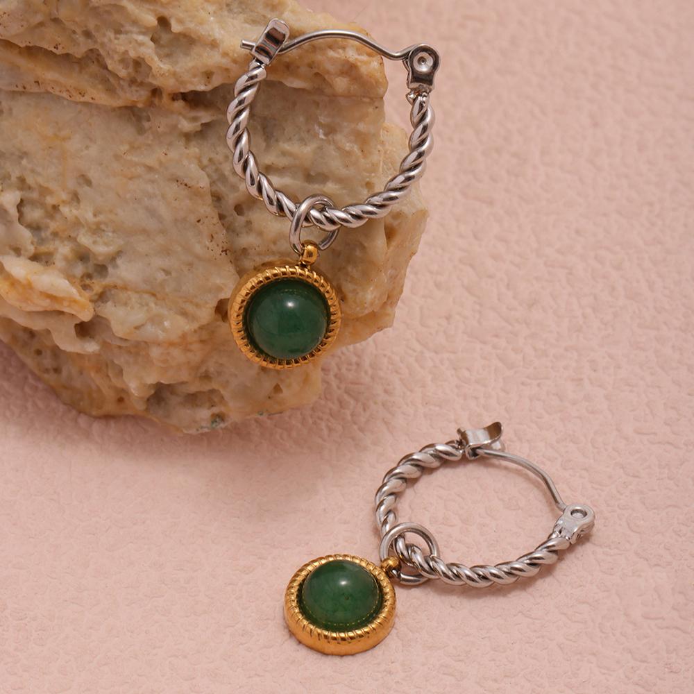Stainless Steel Gold Color Zinc Alloy 18K Luxury Earrings for Women Natural Green Agate Round Dangle Earrings Ladies Vintage Zircon
Stainless Steel Gold Color Zinc Alloy 18K Luxury Earrings for Women Natural Green Agate Round Dangle Earrings Ladies Vintage Zircon