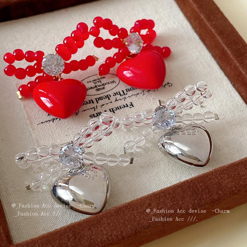 Silver Needle Zircon Bowknot Heart Resin Dangle Earrings - Unique, Trendy Jewelry for Women
Silver Needle Zircon Bowknot Heart Resin Dangle Earrings - Unique, Trendy Jewelry for Women
