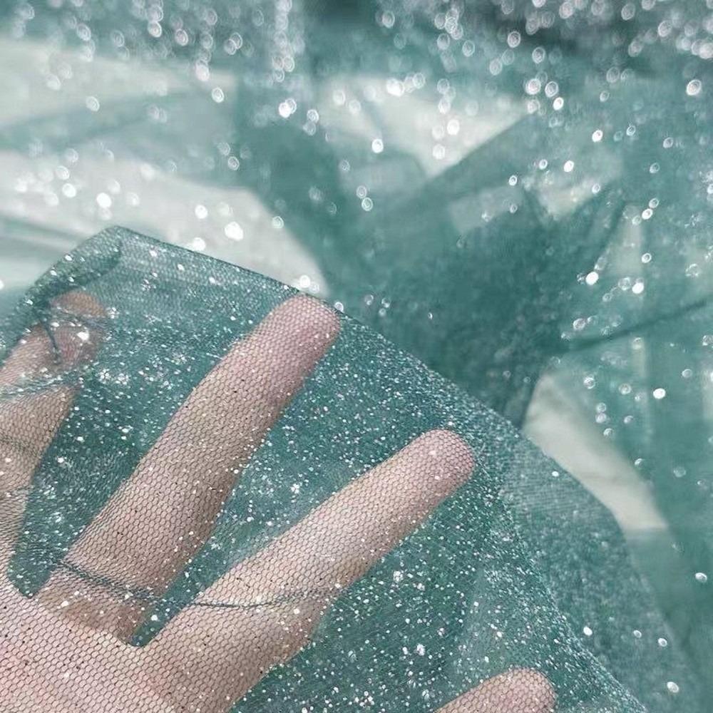 Мягкая Блестящая Глиттерная Ткань Материал для Шитья и Декора Сделай Сам Новая Блестящая Тюль зелёный