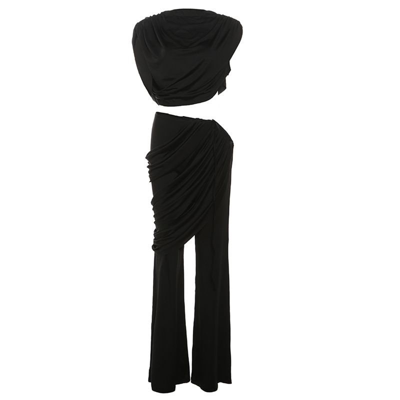 # Sisjuly# Draped Niche Style round Neck Sleeveless Tops Asymmetrical Midriff Outfit Ribbon Bootcut Pants Suit Women Black S
# Sisjuly# Draped Niche Style round Neck Sleeveless Tops Asymmetrical Midriff Outfit Ribbon Bootcut Pants Suit Women Black S