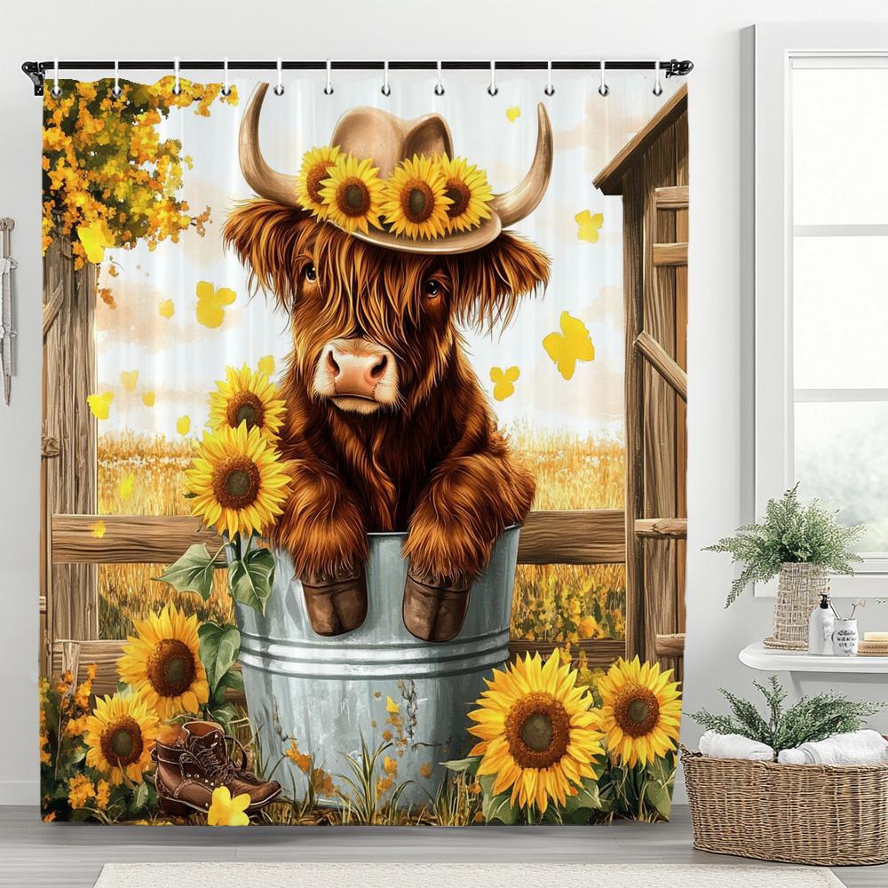 Western Highland Cow Shower Curtain, Funny Cute Cow Print Rustic Country Farmhouse Floral Bathroom Curtain Decor Home With Hook W60H190(CM)-1 Pcs
Western Highland Cow Shower Curtain, Funny Cute Cow Print Rustic Country Farmhouse Floral Bathroom Curtain Decor Home With Hook W60H190(CM)-1 Pcs