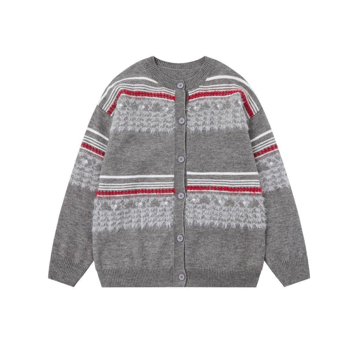 Fair Isle Jacquard Faux Mink Stripe Cardigan Sweater - Trendy Loose Knit Jacket for Autumn L сірий колір
Fair Isle Jacquard Faux Mink Stripe Cardigan Sweater - Trendy Loose Knit Jacket for Autumn L сірий колір