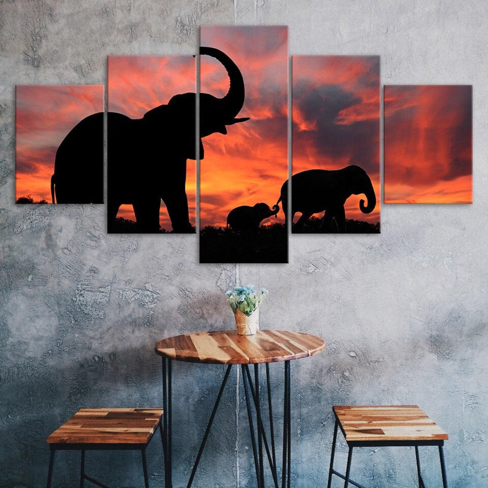 Elephant Silhouette Beautiful Sunset Scenery 5 Piece Canvas Wall Art Multi Panel Print Modern Poster Home Decor Picture Gift For Him For Her 20X35 20X45 20X55CM
Elephant Silhouette Beautiful Sunset Scenery 5 Piece Canvas Wall Art Multi Panel Print Modern Poster Home Decor Picture Gift For Him For Her 20X35 20X45 20X55CM